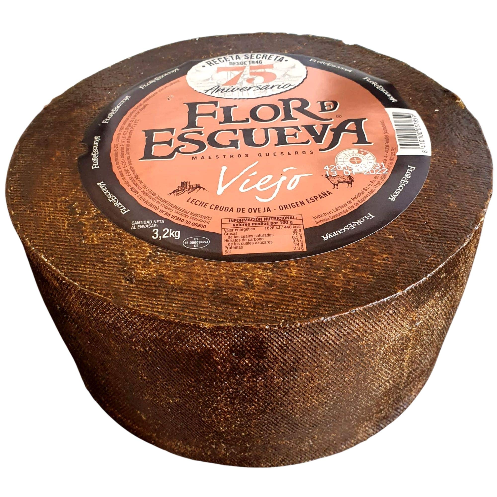 Queso Viejo Flor de Esgueva - Queso Curado Puro de Oveja - Elaborado con leche cruda madurado en corteza natural - Queso Curado con Membrillo TDW (Queso Completo con Membrillo)