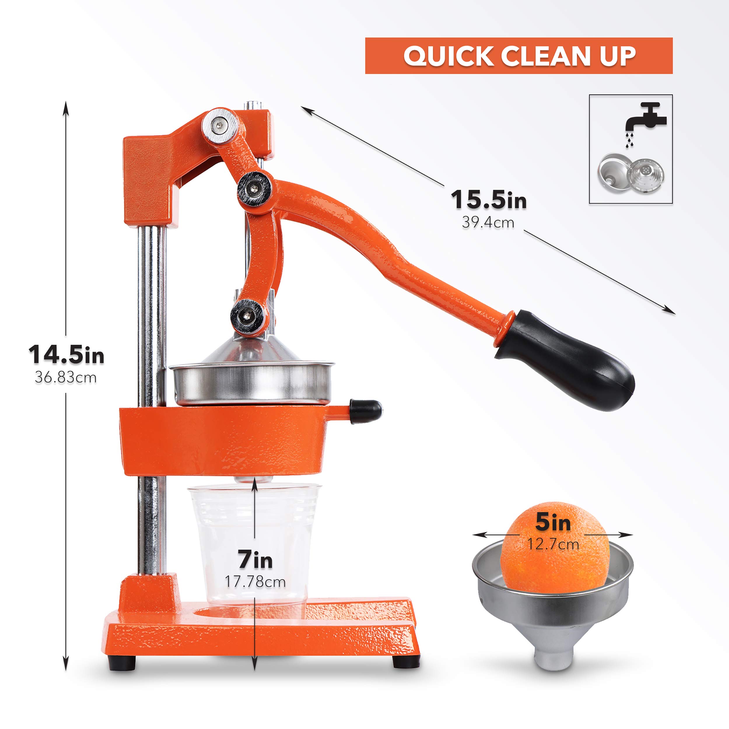 7Penn Hand Juicer Sinaasappel met hendel - handmatige sapcentrifuge voor citroen, limoen, sinaasappel, granaatappel vers sap zonder zaden