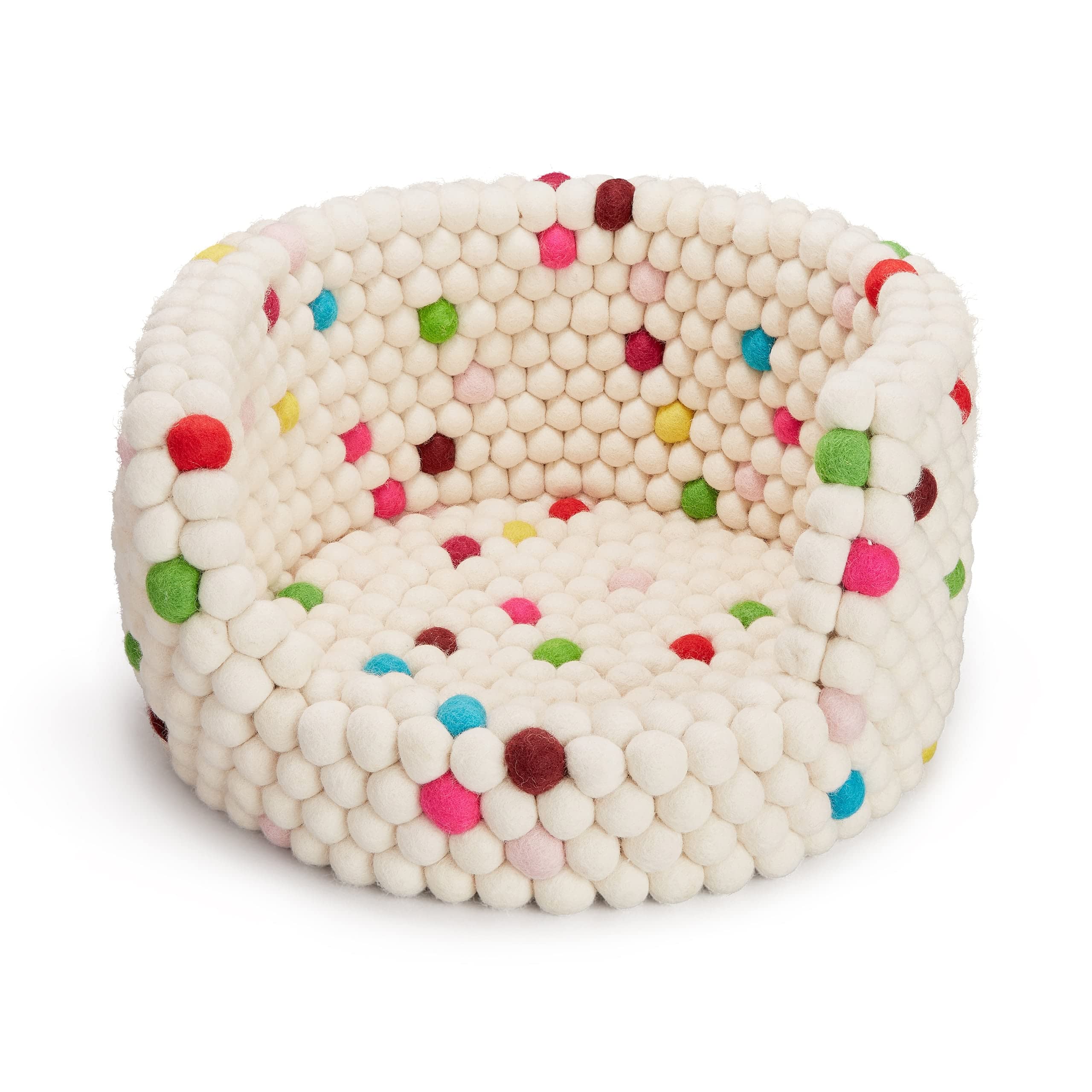 Everest Dog Bed, Handmade using felted wool, 100% New Zealand wool (L, White)