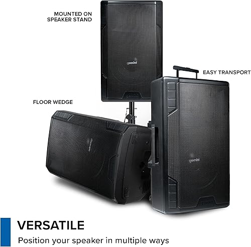 Miniatura 18 de Gemini Sistema de altavoces PA Bluetooth de 15 pulgadas y 2200 W - Altavoz DJ con soporte, micrófono con cable, luces LED, emparejamiento estéreo