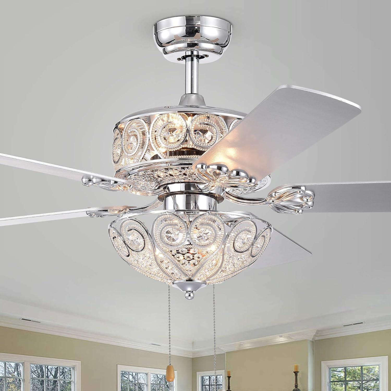 Warehouse of Tiffany Catalina Chrome 5-blade 52-inch Crystal Ceiling Fan