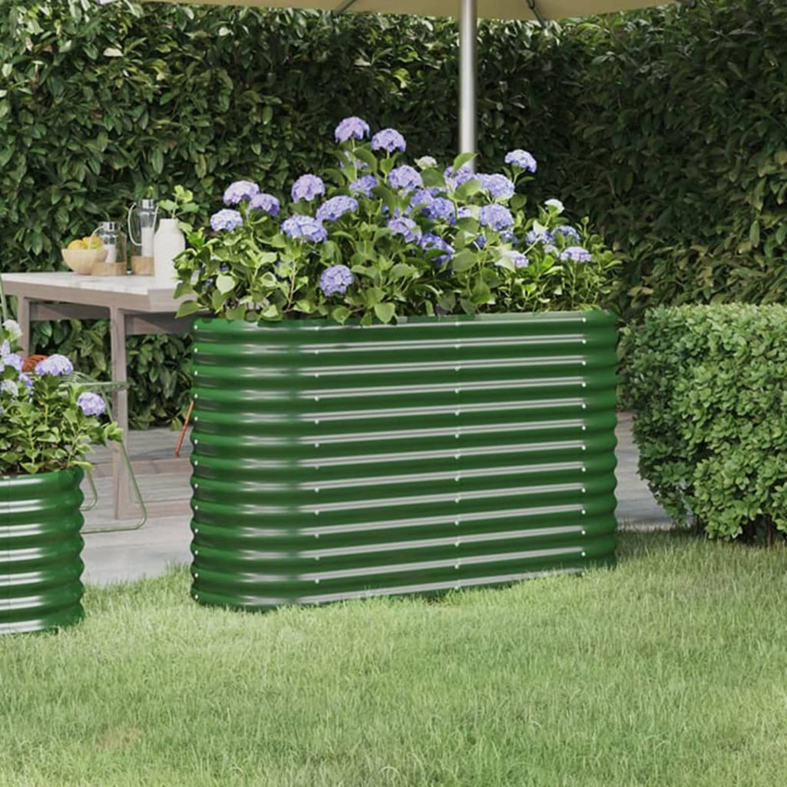 IKAYAA Raised Beds for Garden Metal Raised Bed Galvanised Steel Outdoor Planters Garden Planter for Herb Growing Fruits Flower -green-114 x 40 x 68 cm
