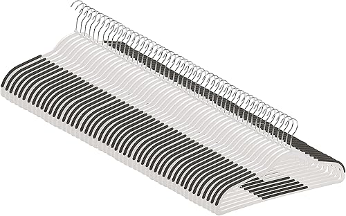 Closet Accessories Perchas de plástico paquete de 50 con revestimiento antideslizante en hombros y barra gris forma S