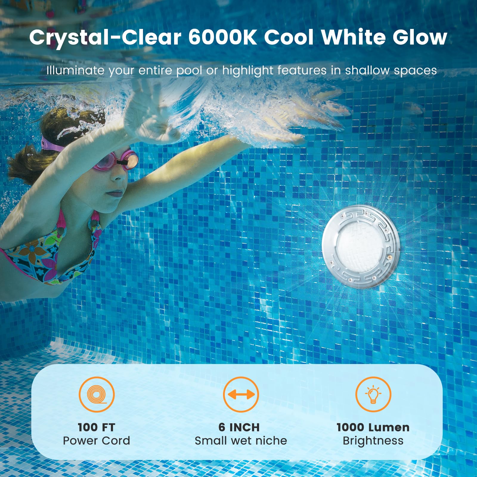 6 Inch Inground Pool Light 10 Inch Pool Lights For Inground Pool, 60W ...