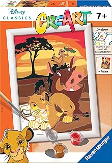 مجموعة رسم وتلوين كريارت بالأرقام للأطفال من ريفينز بيرغر بتصميم الأسد الملك- مجموعة رسم فنية وحرف يدوية لعمر 7 سنوات فما فوق