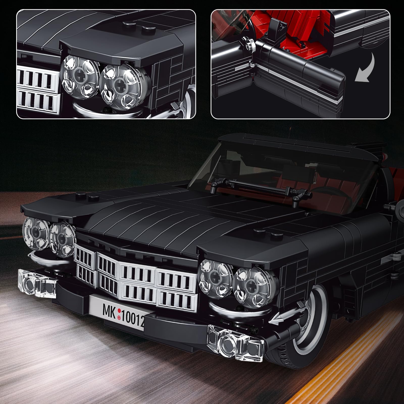 Mould King 10012 – Set Mattoncini Auto D'Epoca 1245 Pezzi, Modello Statico Da Collezione Per Adulti, 35 Cm