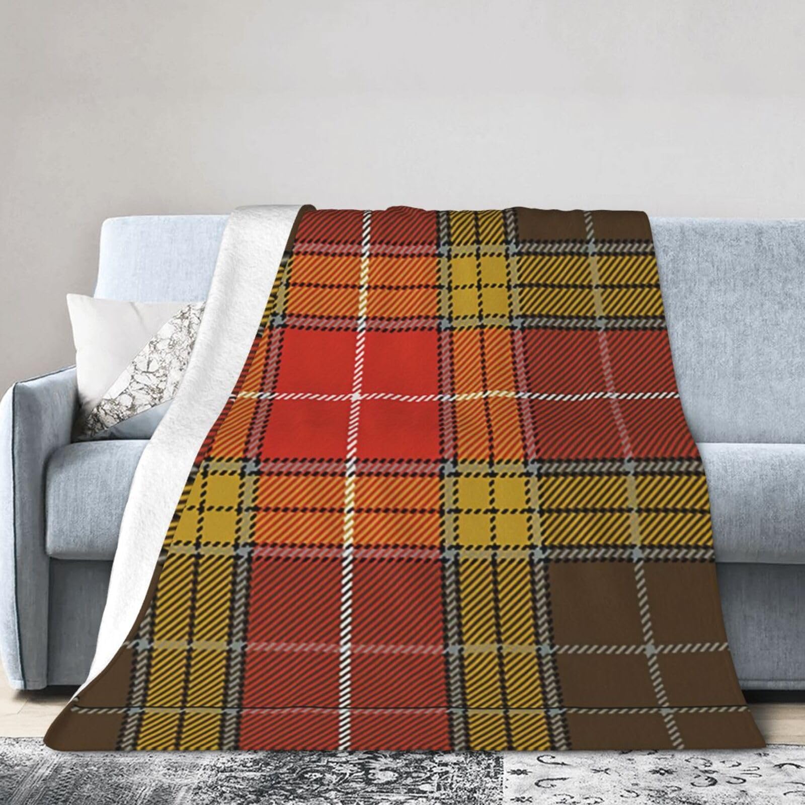 ERTDFXCV Clan Buchanan Weathered Tartan Blanket 80"x60"