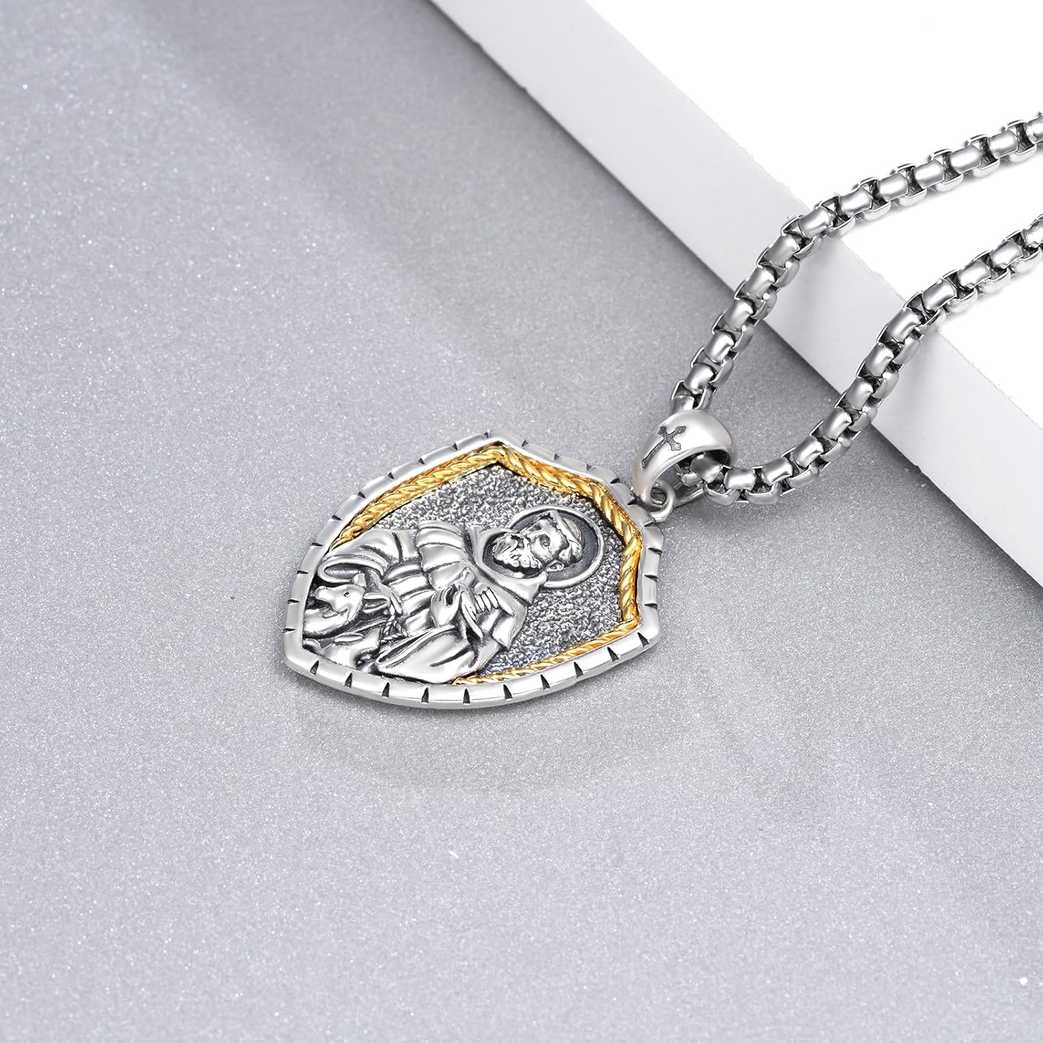 St Francis of Assisi Necklace 925 Sterling Silver Patron Amulet Medal Jewelry for Men Women - Image 3