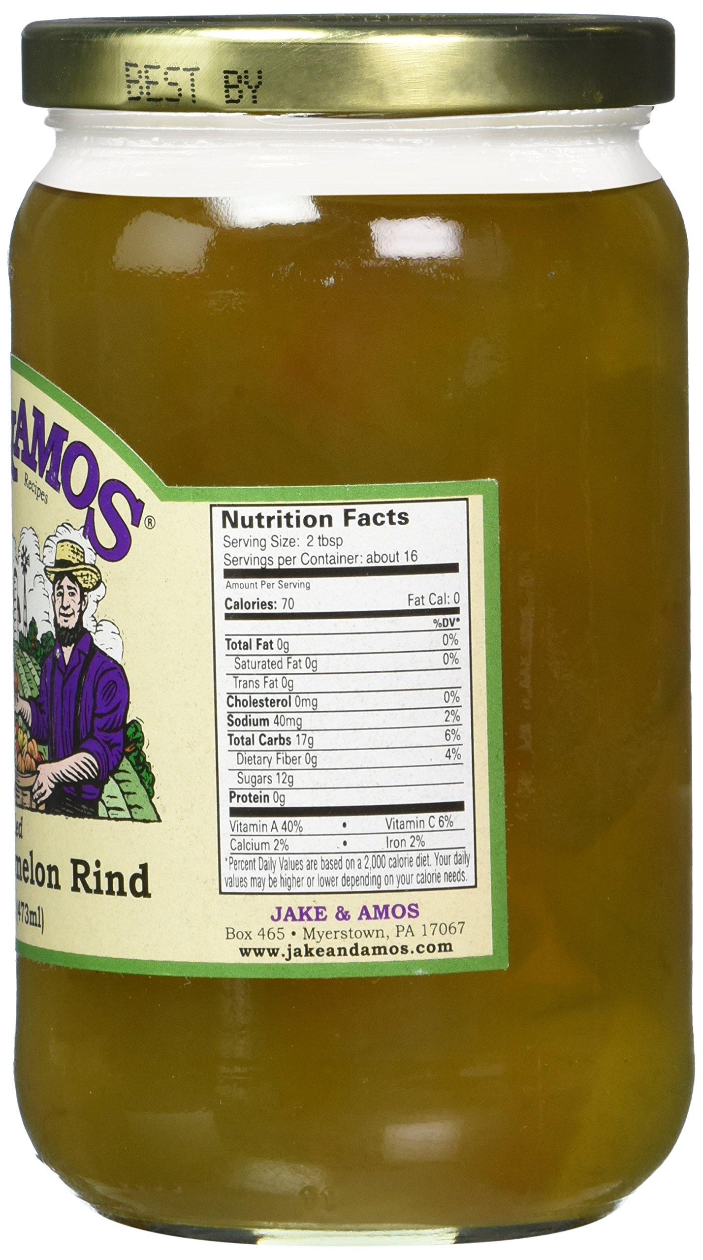 Jake and Amos Pickled Sweet Watermelon Rind Jars, 16 Ounce - 2 pack