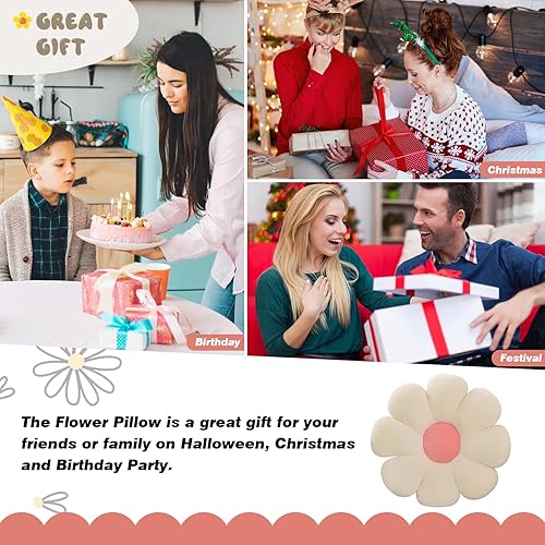 Miniatura 6 de ZAKUN Almohada en forma de flor, cojín de margarita, almohada estética de flores de margarita, bonito cojín de asiento de flores, almohadas