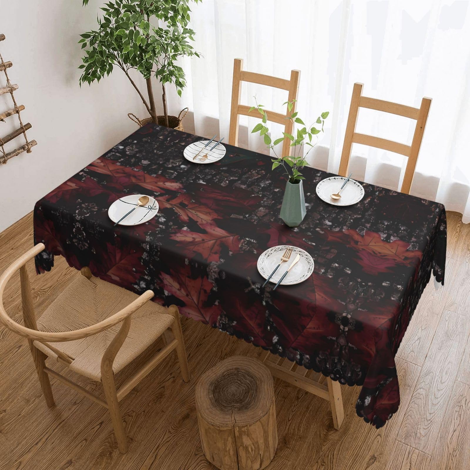 LPLSNWS Outfitter Tuff Camo Patterned square lace tablecloth, oil-resistant, washable, suitable for home use as a dining table cover.