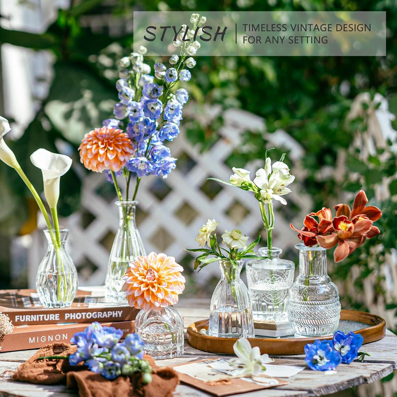 SUPMIND 16pcs Glass Bud Vase Set, Small Clear Flower Vases for Centerpieces in Bulk, Cute Mini Vintage Vase for Wedding, Home Decor, Table Decoration