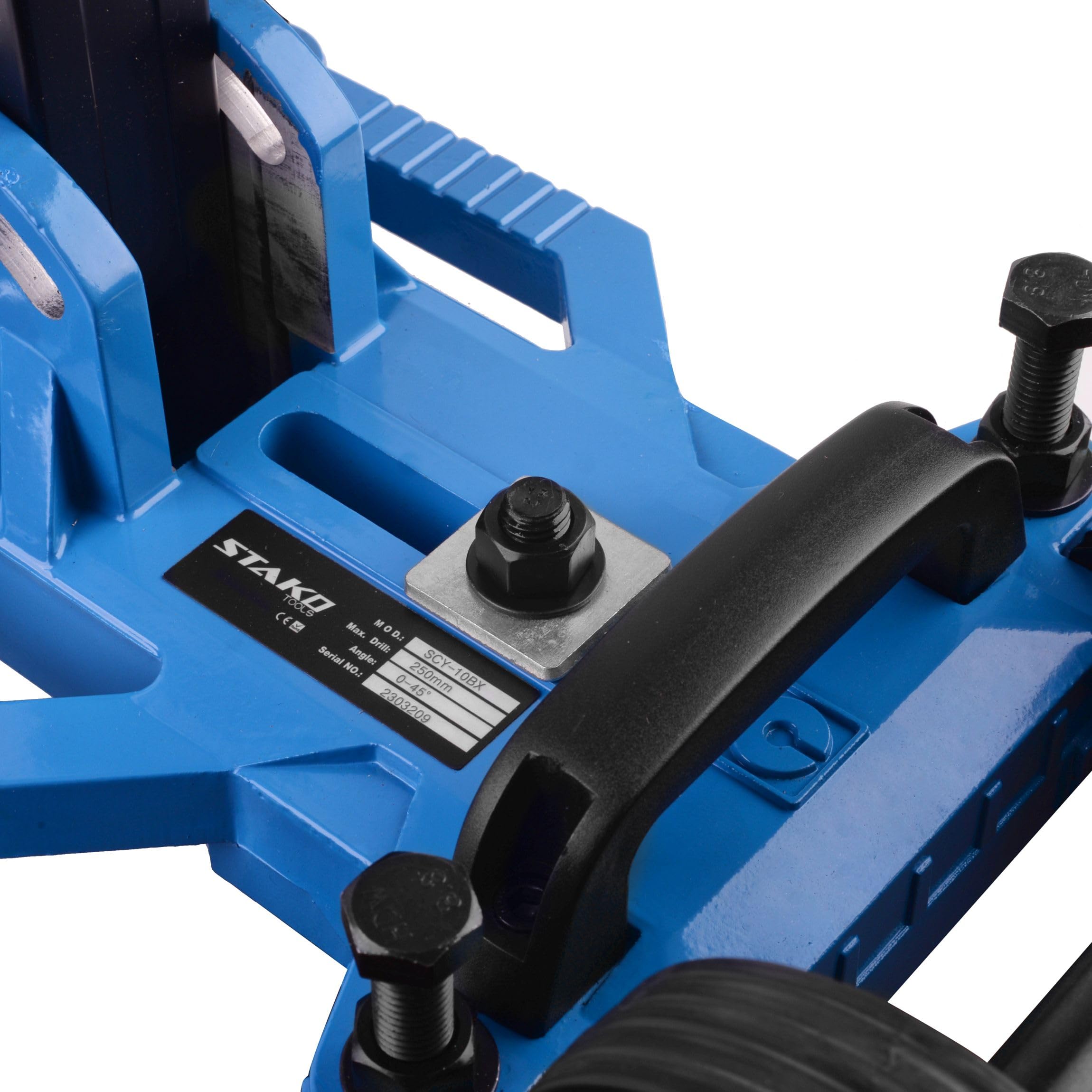 STAKO Soporte de perforación inclinable de 45° para taladro de núcleo con abrazadera de montaje de 60 mm – Diámetro máximo de perforación de 202 mm – Base de perforación 12 kg – Altura de elevación 62