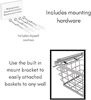 Vista 8 de BirdRock Home - 2 unidades de cestas apilables en alambre para almacenamiento de frutas y verduras, para colgar o como estante de pared o cubo