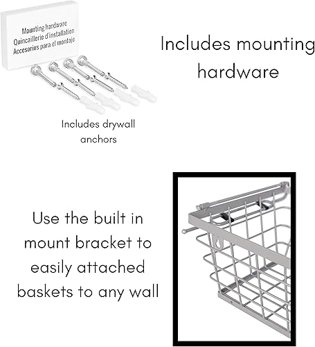 Miniatura 8 de BirdRock Home - 2 unidades de cestas apilables en alambre para almacenamiento de frutas y verduras, para colgar o como estante de pared o cubo de
