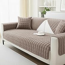 Sofa Covers 1 2 3 Seater Soft Flannel Couch Cover, Universal Cushion Covers Non-Slip for Corner L Shape Sectional Sofa Furniture Protector (Brown, 70x150cm)