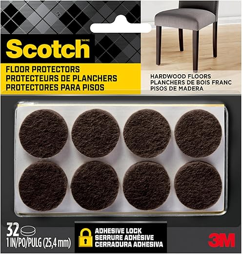 Scotch SP822-NA Brand 3M, Diameter, Brown, 32/Pack Felt Pads, 1" Round, Count