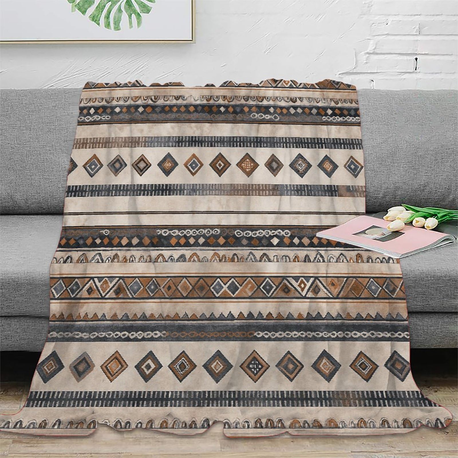 Jeté de canapé antistatique plaid bohème chic et couverture moelleuse 3D