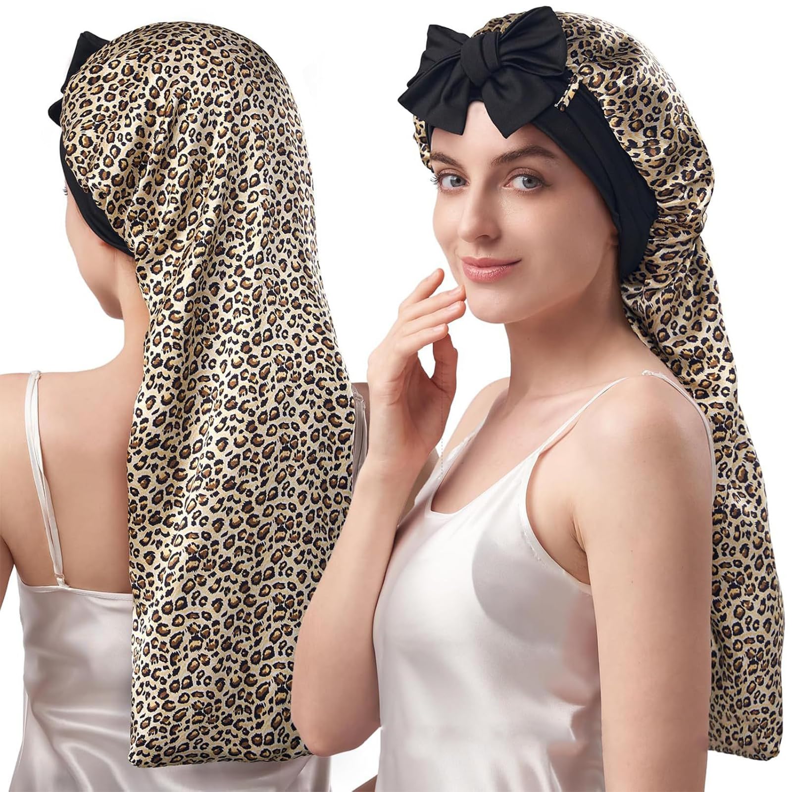 Gorro de moda para dormir elástico para cabello rizado, suave para la noche, diadema de seda