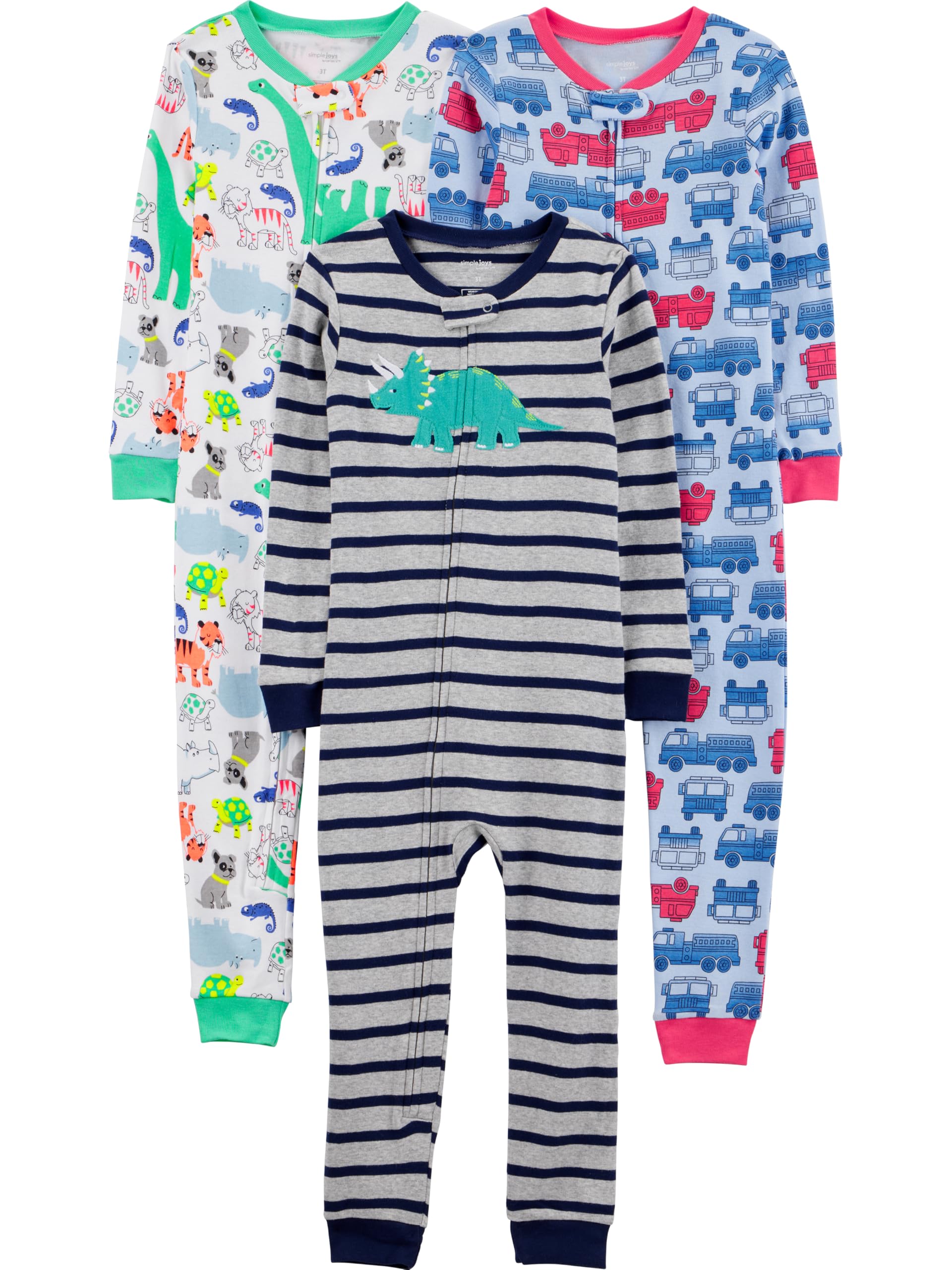baby-boys 3-pack Snug Fit Footless Cotton Pajamas