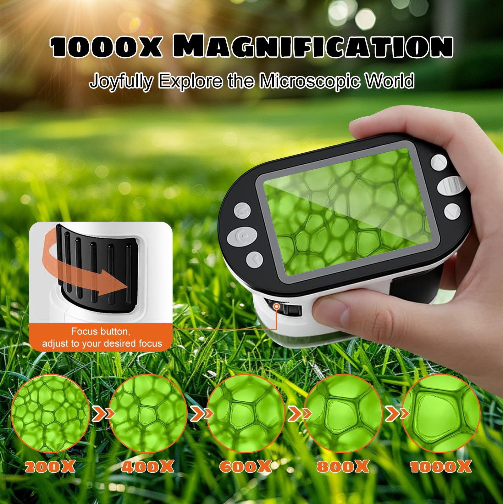 Microscope Enfant pour Enfants Écran 2,0 Pouces Et Nombreux Accessoires | Convient Pour Une Utilisation à La Main Ou Sur Un Bureau,Conçu Pour Les Enfants Âgés De 6 Ans Et Plus