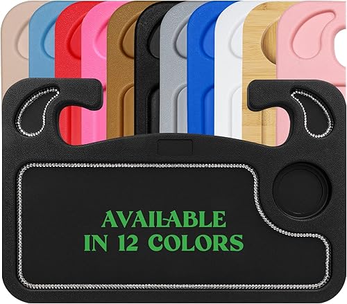 Miniatura 54 de lebogner Bandeja para volante, bandeja de automóvil para comer, escritorio con gancho para alimentos, laptop y accesorios de automóvil, artículos