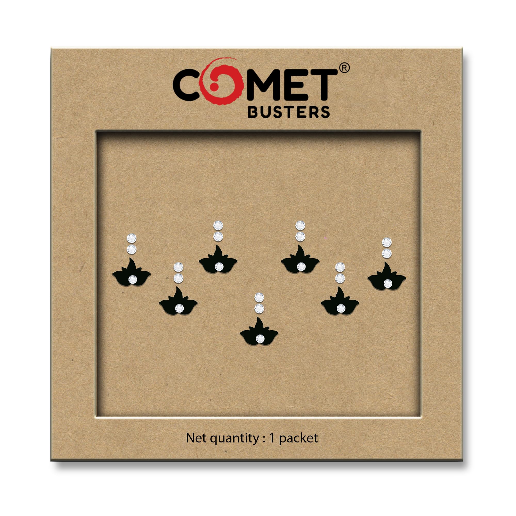 Comet Busters Beautiful Handcrafted Lotus Bindi with Stones (Black) (6 mm) (BIN2273)-image-40