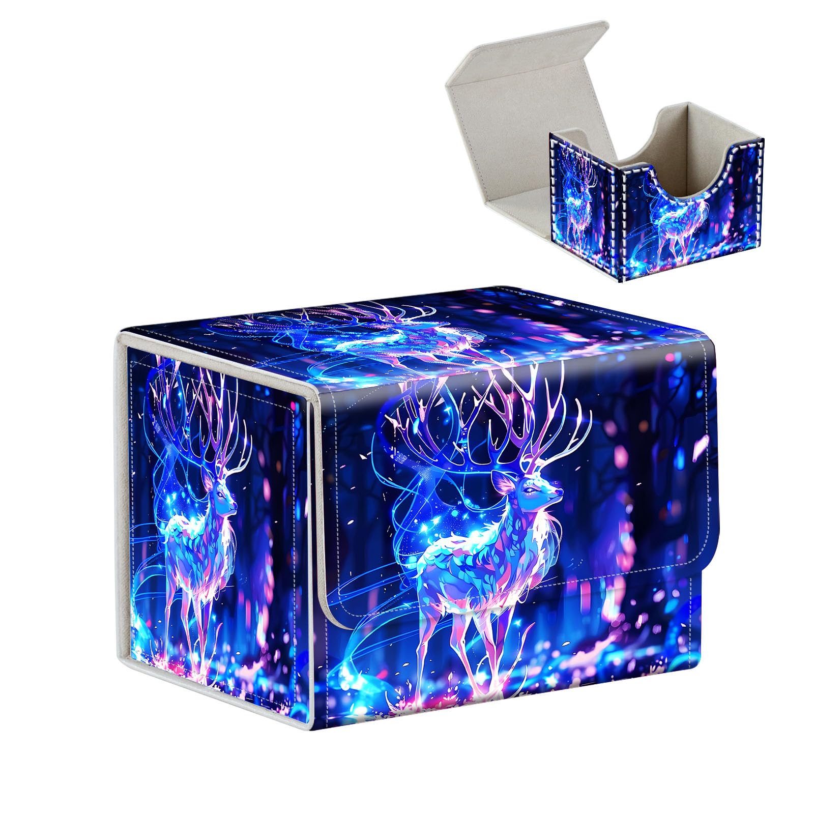 Tudguiloae High-Capacity Art Deco Card Deck Box - Ideal Trading Card Game Storage Solution with Compact Size, and Easy Access - PU Leather Fits for