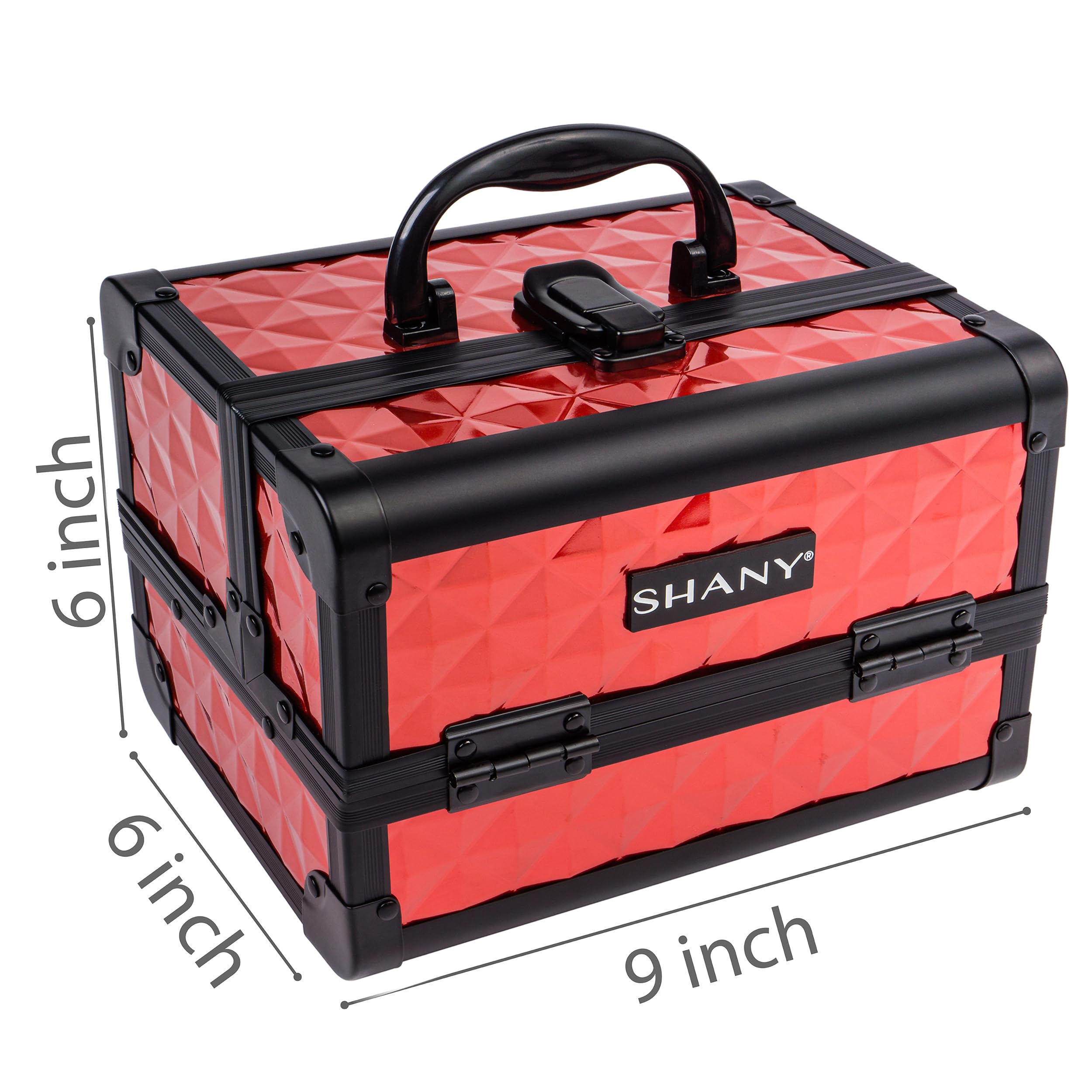 SHANY Makeup Train Case Cosmetic Organizer with Mirror and Lock