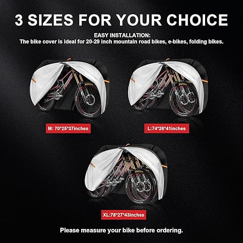 Miniatura 4 de Cubierta de bicicleta para almacenamiento al aire libre, impermeable, con agujero de bloqueo, tienda de campaña para bicicleta, lluvia, sol, polvo,
