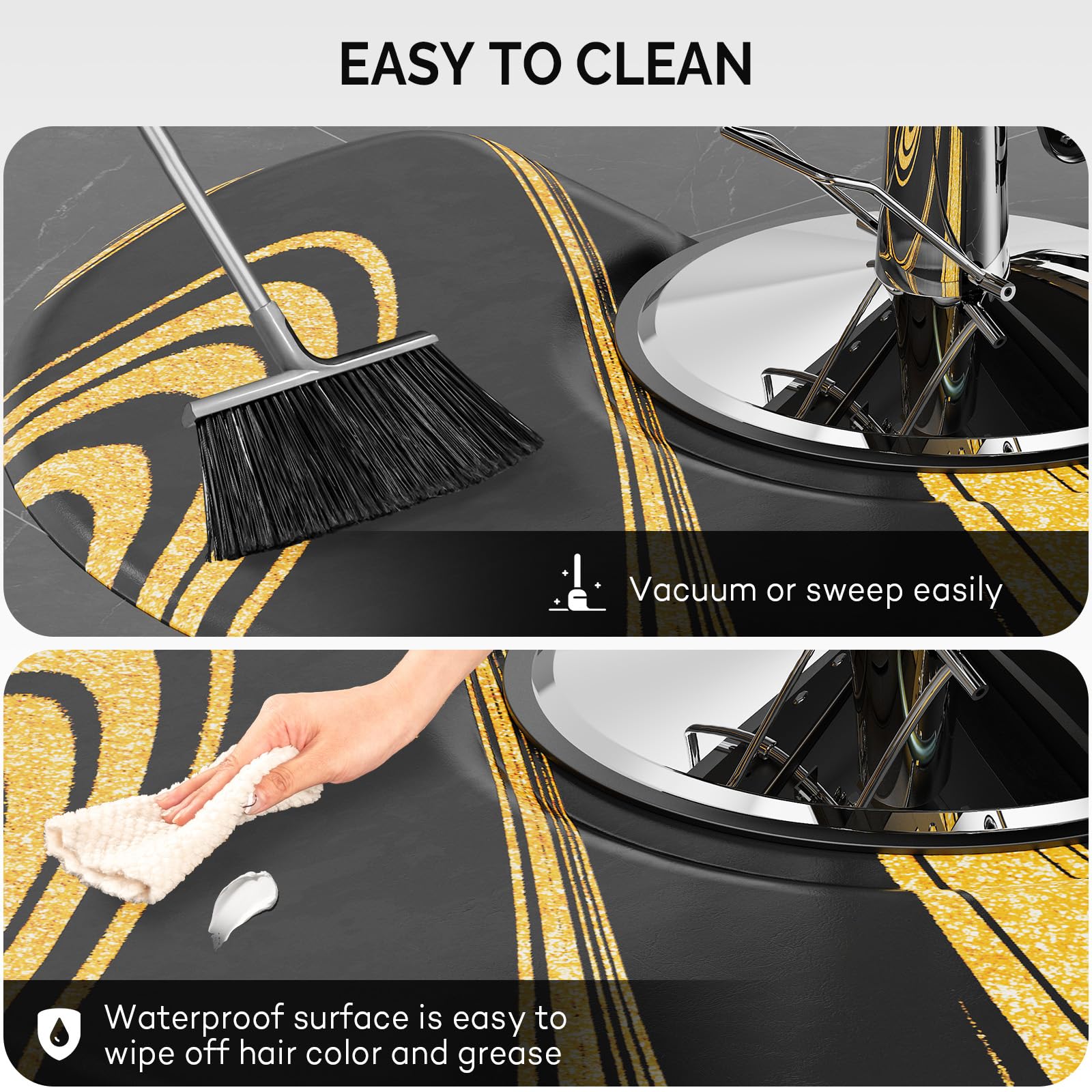 OmySalon 3’x 5’x5/8'' Thick Salon Mats for Hair Stylist Anti Fatigue, Barber Floor Mat with Round Base, Salon Chair Mat Hairdresser Standing, Anti-Slip Easy Cleaning — Amazon image 6
