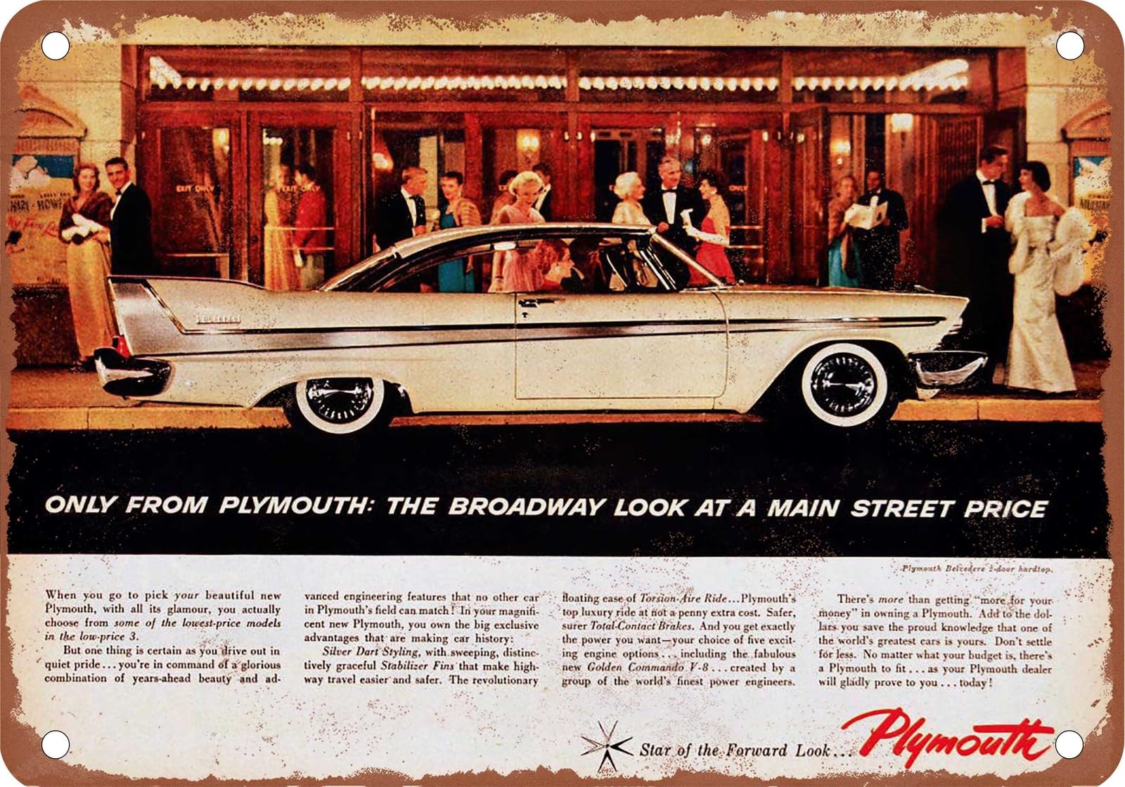 Miaomansenstore Metal Sign - 1958 Plymouth Vintage Ad 01 - Old Retro Rusty Look Home Decor