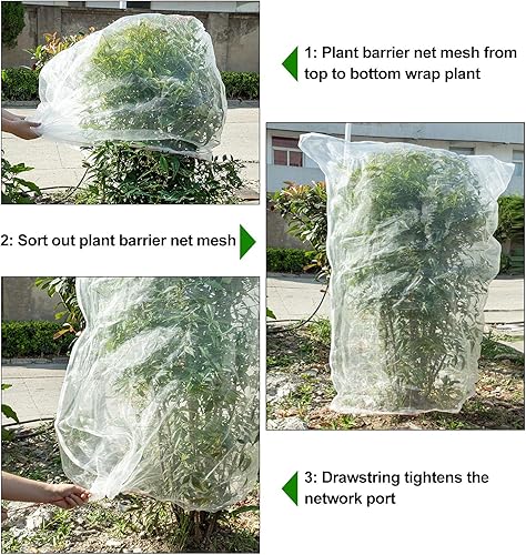 Miniatura 4 de 3 piezas de malla de barrera para plantas, malla de barrera para plantas, redes de pájaros, bolsas de barrera para verduras, frutas, bolsas de