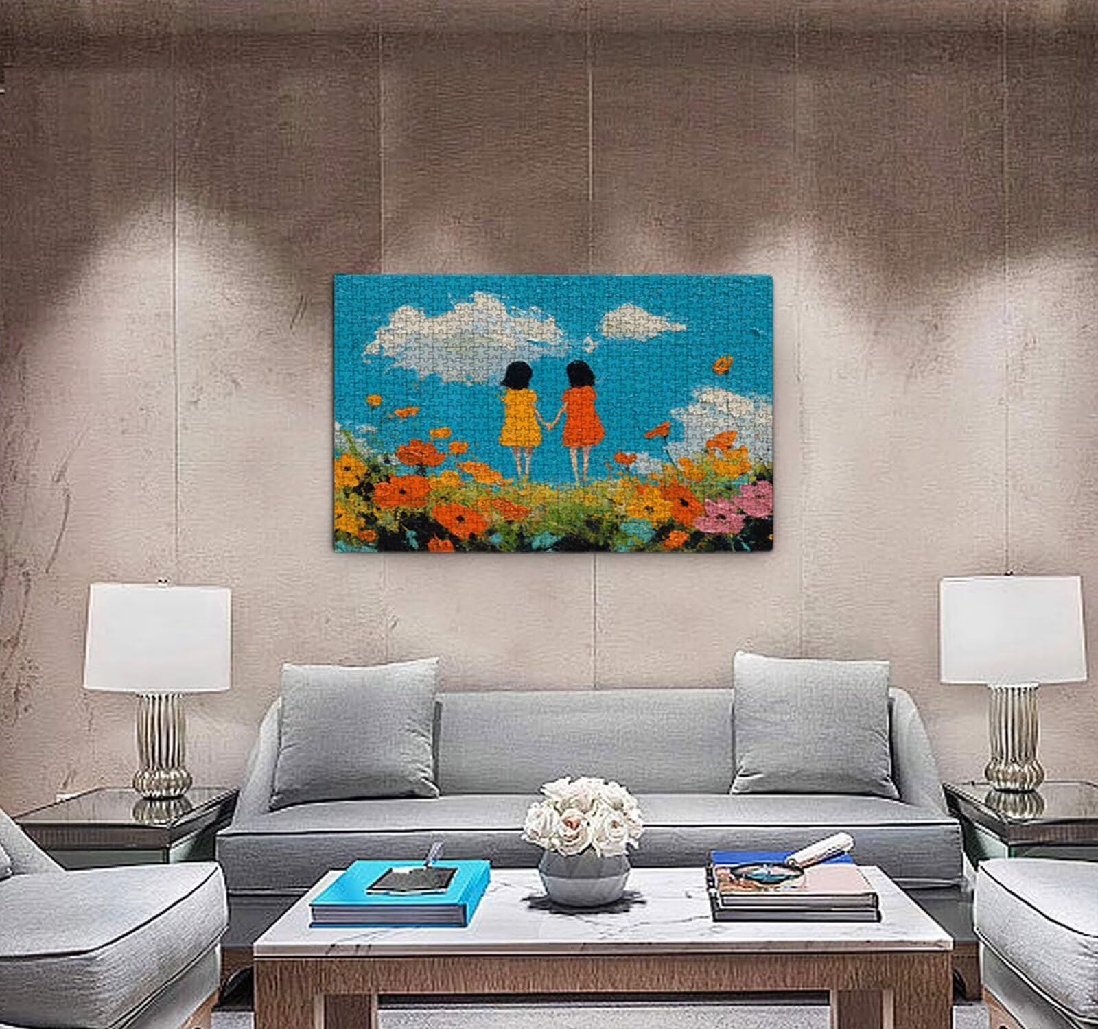 Puzzle 1000 sztuk, Dziewczyna Ogród 3D Puzzle dla dorosłych Wyzwanie, Artystyczne Puzzle Edukacja, Zabawne i stymulujące dekoracyjne puzzle dla rodziny, jako prezent i dekoracja ścian R6KH-675