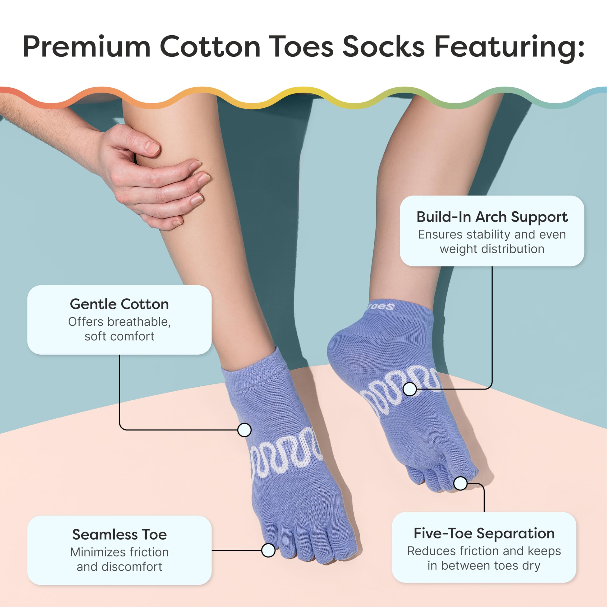 ZenToes Calcetines de pilates para mujer, calcetines antideslizantes de algodón para yoga, calcetines para reducir el roce y prevenir ampollas