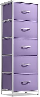 Sorbus Dresser for Kids Bedroom, Fabric Drawers (5 Drawer, Purple) | Carry handles support a tall clothing organizer with steel frame and bins for closets, playrooms and nurseries.
