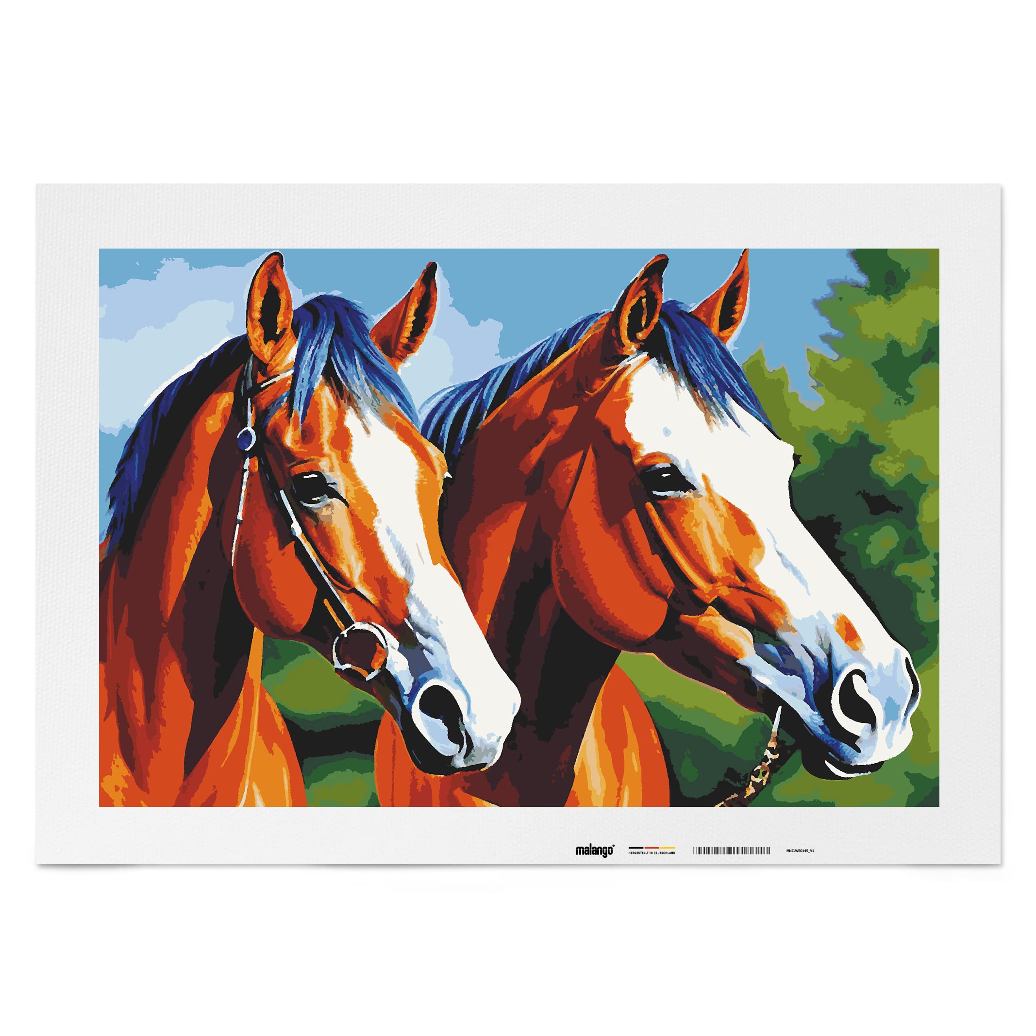 Malen nach Zahlen Erwachsene - Pferde Pegasus und Penelope 90 x 60 cm groß XL Premium-Malset ohne Rahmen, Hergestellt in unserer Produktion in Deutschland, Kreative