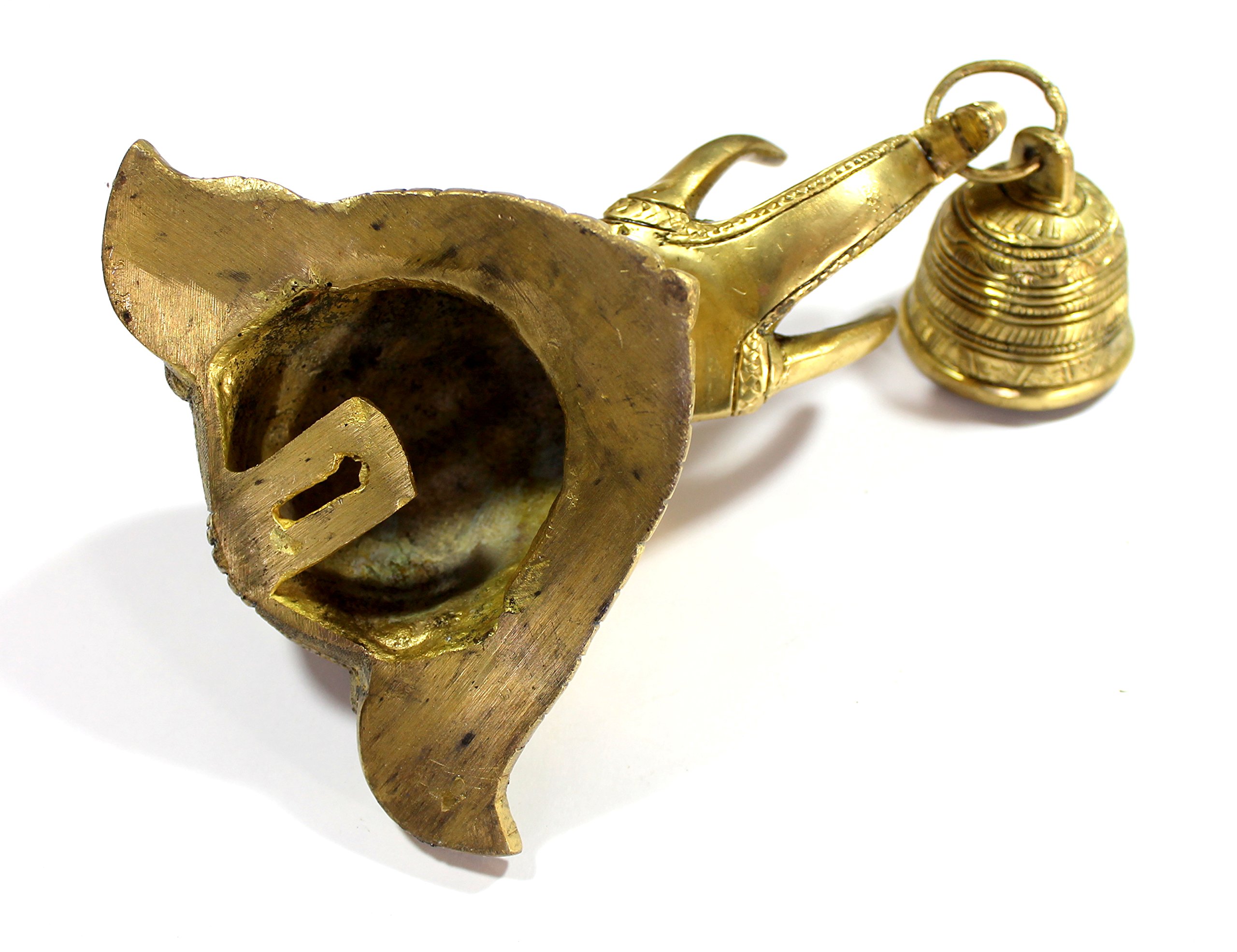 StonKraft - Tête d'éléphant heurtoir de Porte/décor de Porte avec Cloche en Laiton pour décoration de Porte et décoration Murale
