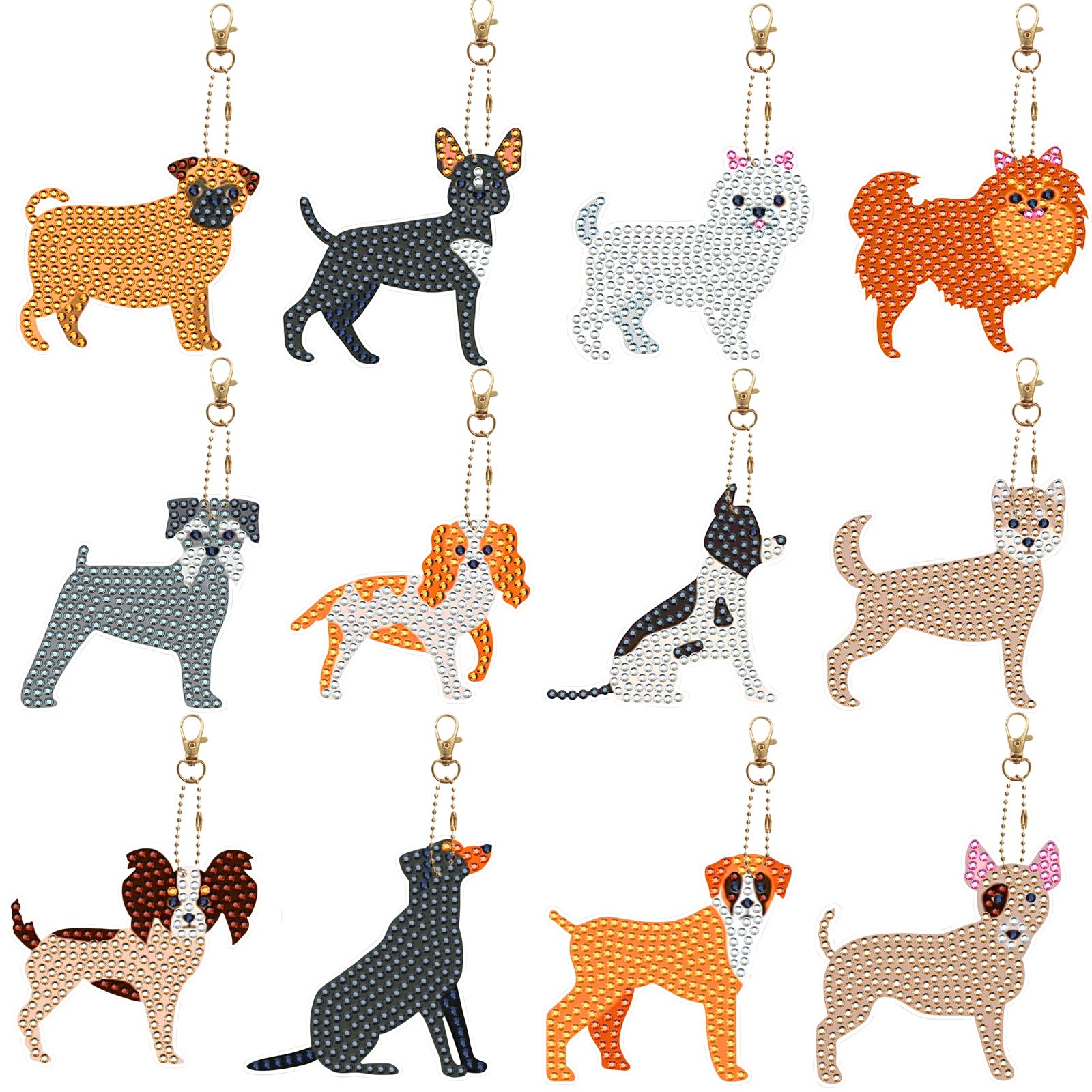 FTVOGUE Kit Portachiavi Fai Da Te Con Diamanti, 4 Animali (Volpe, Panda, Koala, Procione), Con Penna E Piastra, Regalo Creativo
