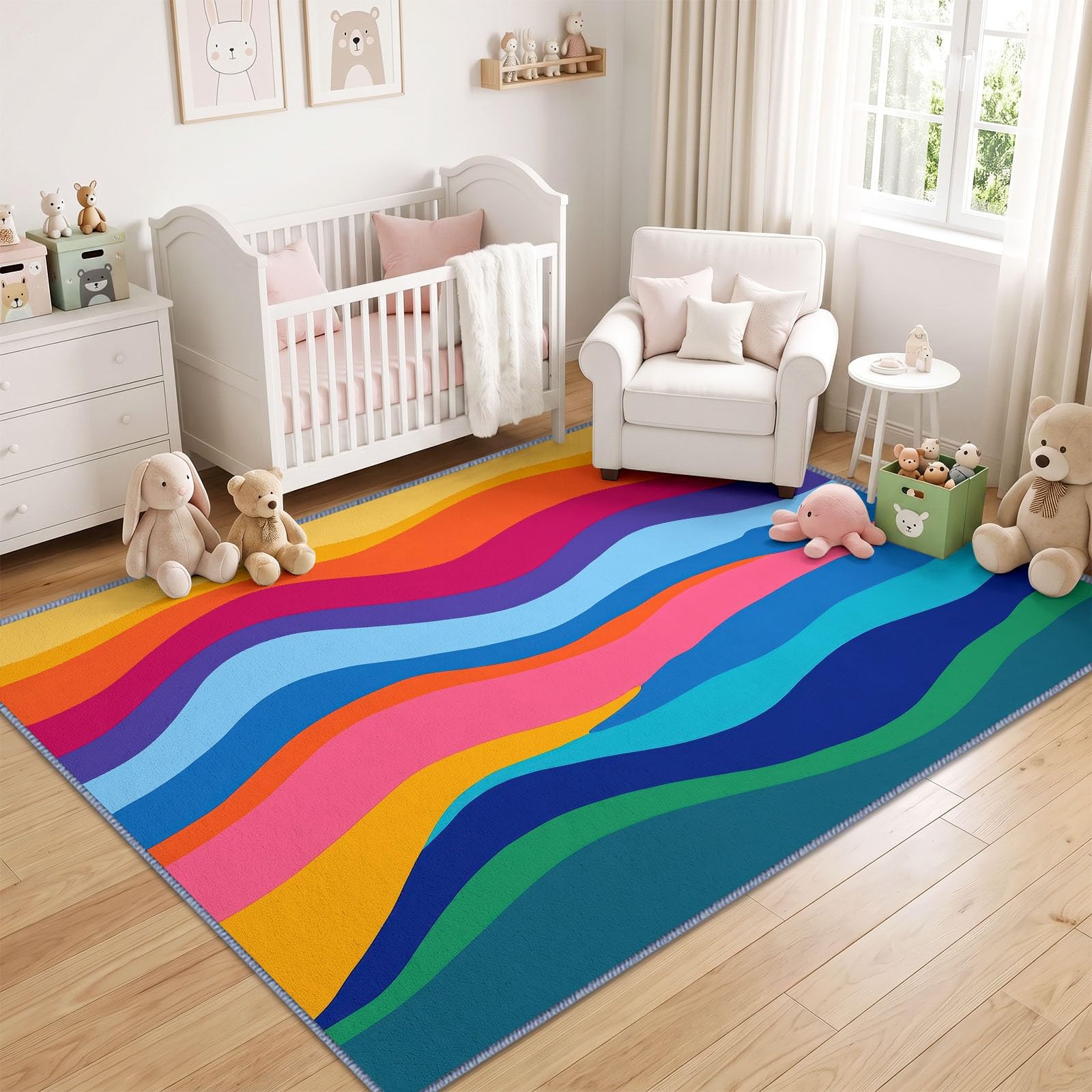Générique Abstrait Art Fluide Tapis de Salon Lavable en Machine 120 x 170 cm Tapis antidérapant, Moquette Vague colorée pour Le Salon, l'entrée, la Chambre et la Cuisine