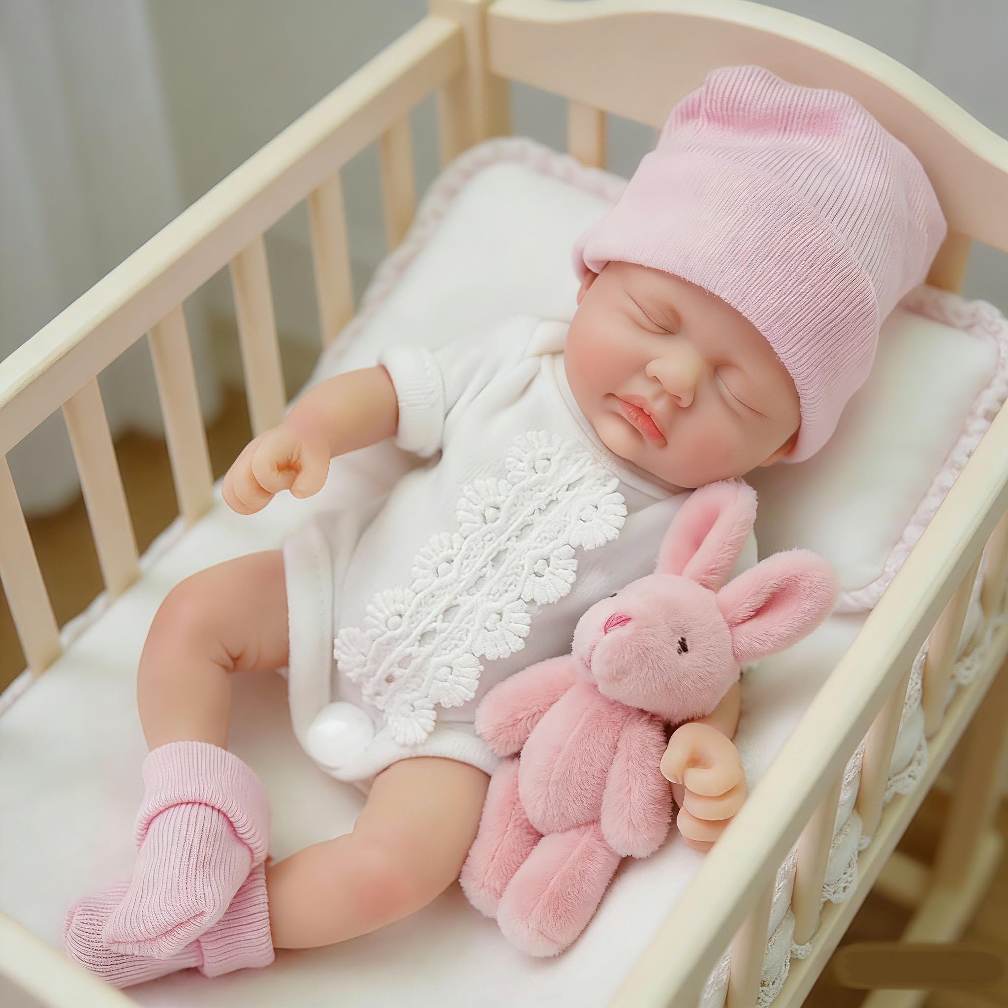 Reborn Baby Dolls 7 Inch Silicone Doll Mini Realistic Newborn Baby Dolls Silicone Full Body Stress Relief Hand Made(B)