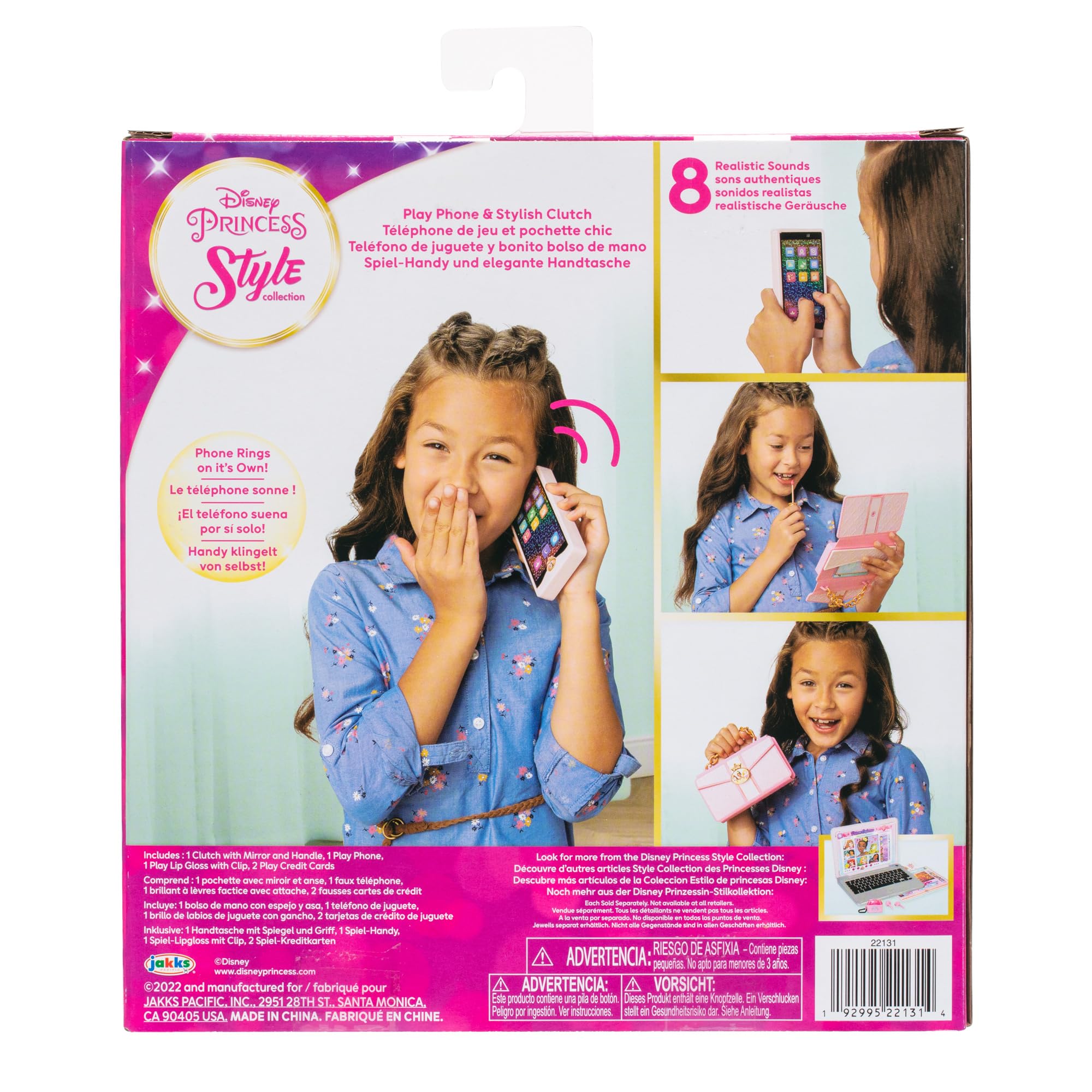 Collection Disney Princesses : Téléphone factice. Comprend Un téléphone factice, Un Gloss factice, des Cartes de crédit factices et Un Sac pour Les Petites Filles à la Mode dès 3 Ans.