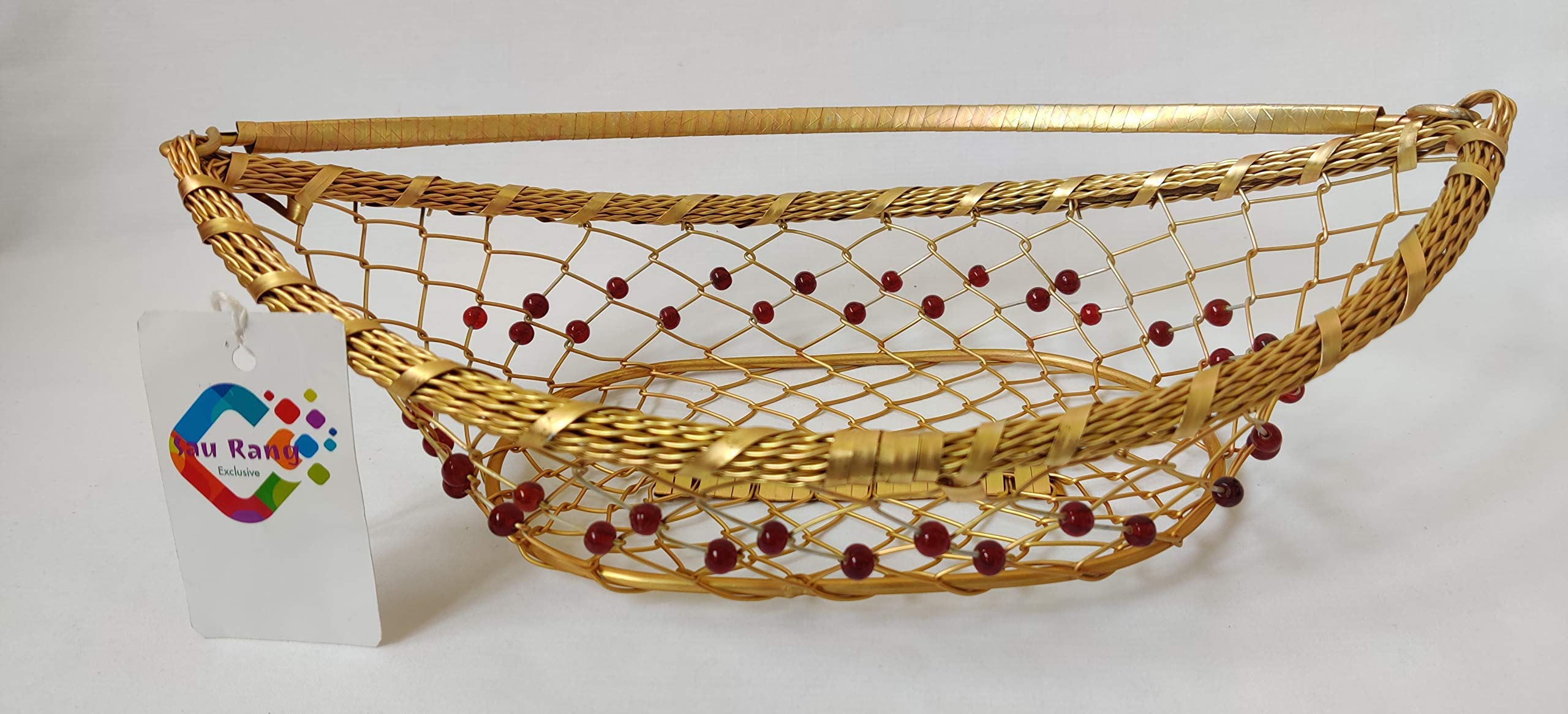 SAU RANG (Set of2) Decorated Multipurpose Basket- 12 x 8 Inch, Depth 2 Inch