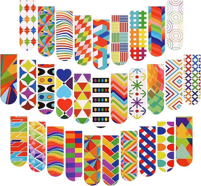 Vicloon Magnetic Page Clips, 30Pcs Book Marker Clip, Magnet Page Markers Markers Page Clip Inspirational Quotes Bookmarks Magnetic Bookmarks for Students Children Adults Reading Supplies(Geometric)
