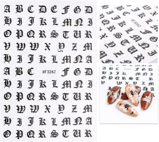 amazon com black alphabet nail art stickers water transfer decals decorations beauty personal care