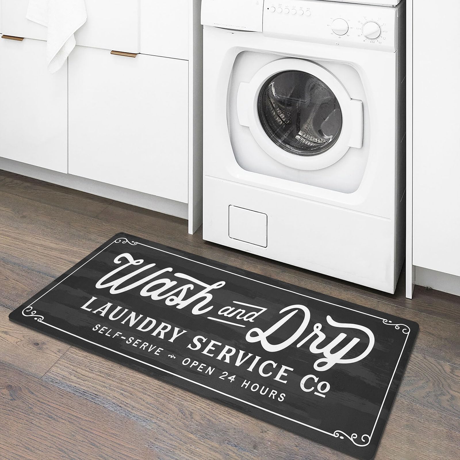 KOZYFLY Laundry Room Rug Runner 20"x31" Non Slip Kitchen Rugs Washable Laundry Room Mat Waterproof Mudroom Floor Carpet Runner Farmhouse Decor,