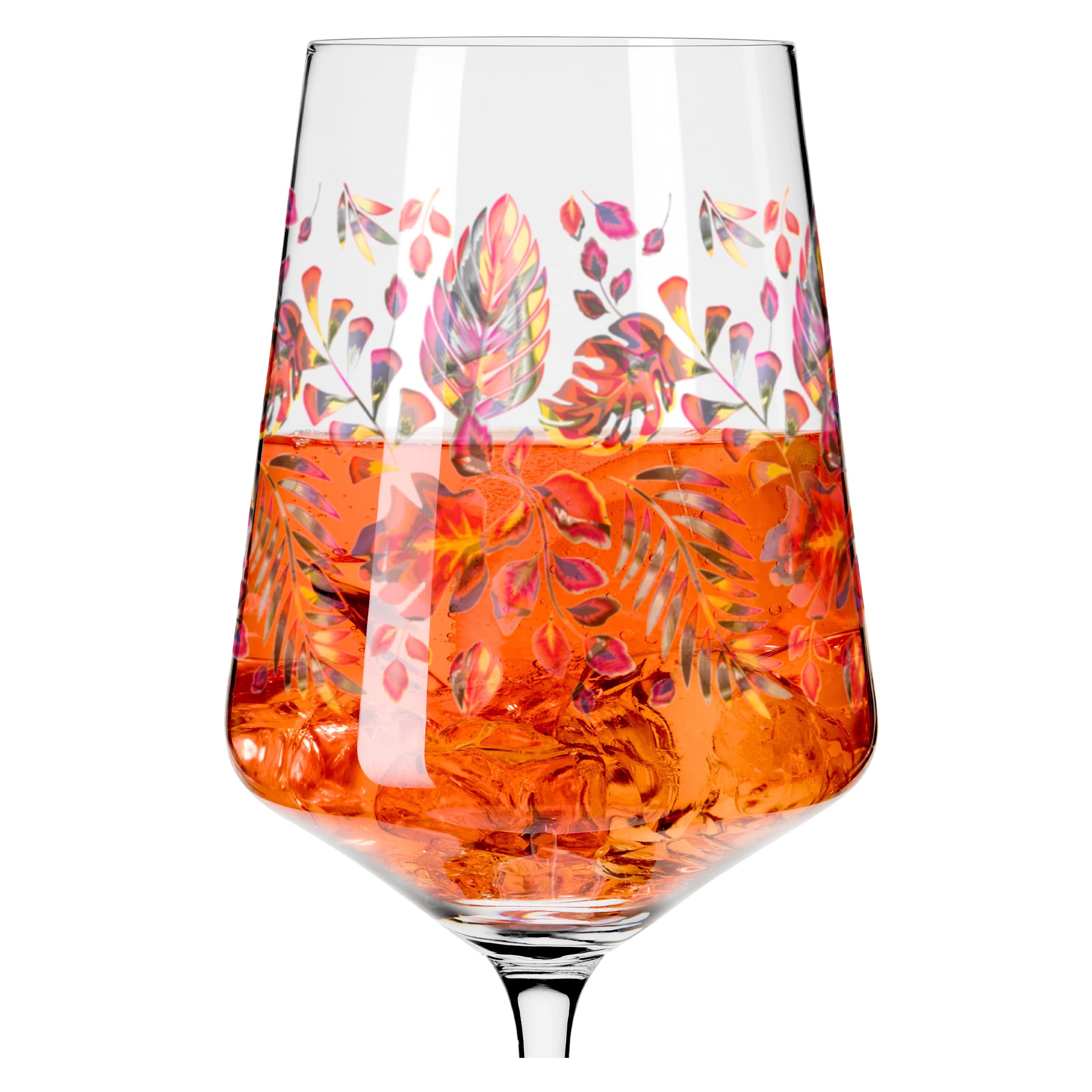 RITZENHOFF 2841016 Bicchiere da aperitivo 500 ml - Serie Sommerrausch No. 16 - Bicchiere da aperitivo motivo fogliame arancione - Made in Germany