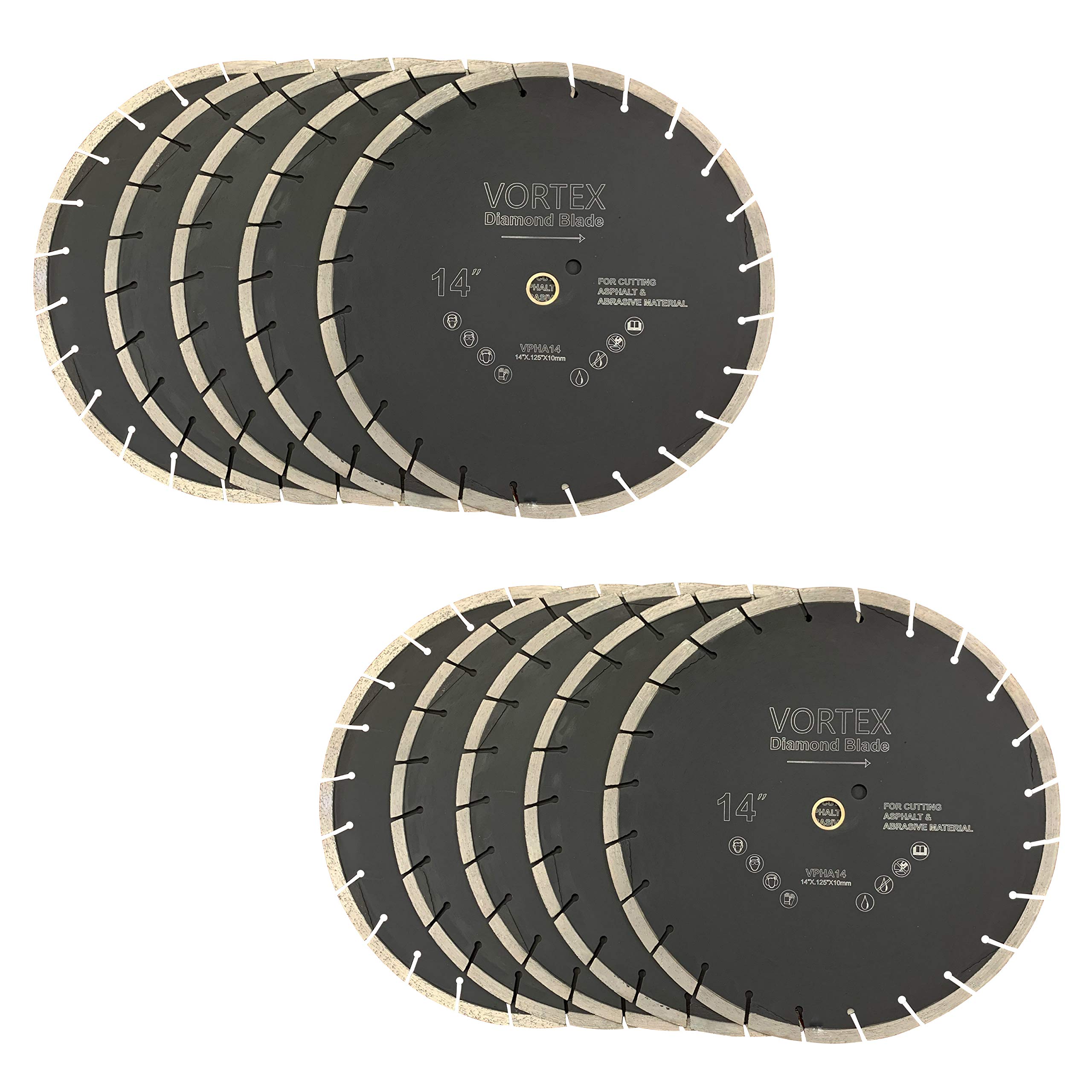 (10 Pack) VORTEX DIAMOND VPSA 14 inch Asphalt Dry Cutting Segmented Diamond Saw Blades (14" - 10pcs)