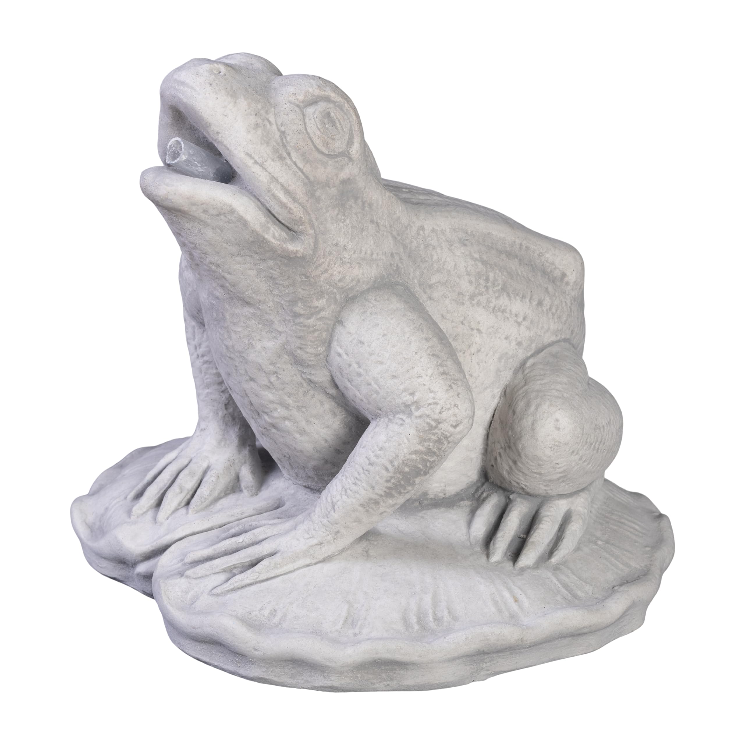 gartendekoparadies.de Large frog optionally with watercourse, stone figure, H. 28 cm, 14 kg, gray, frost-proof made of cast stone for outdoor use