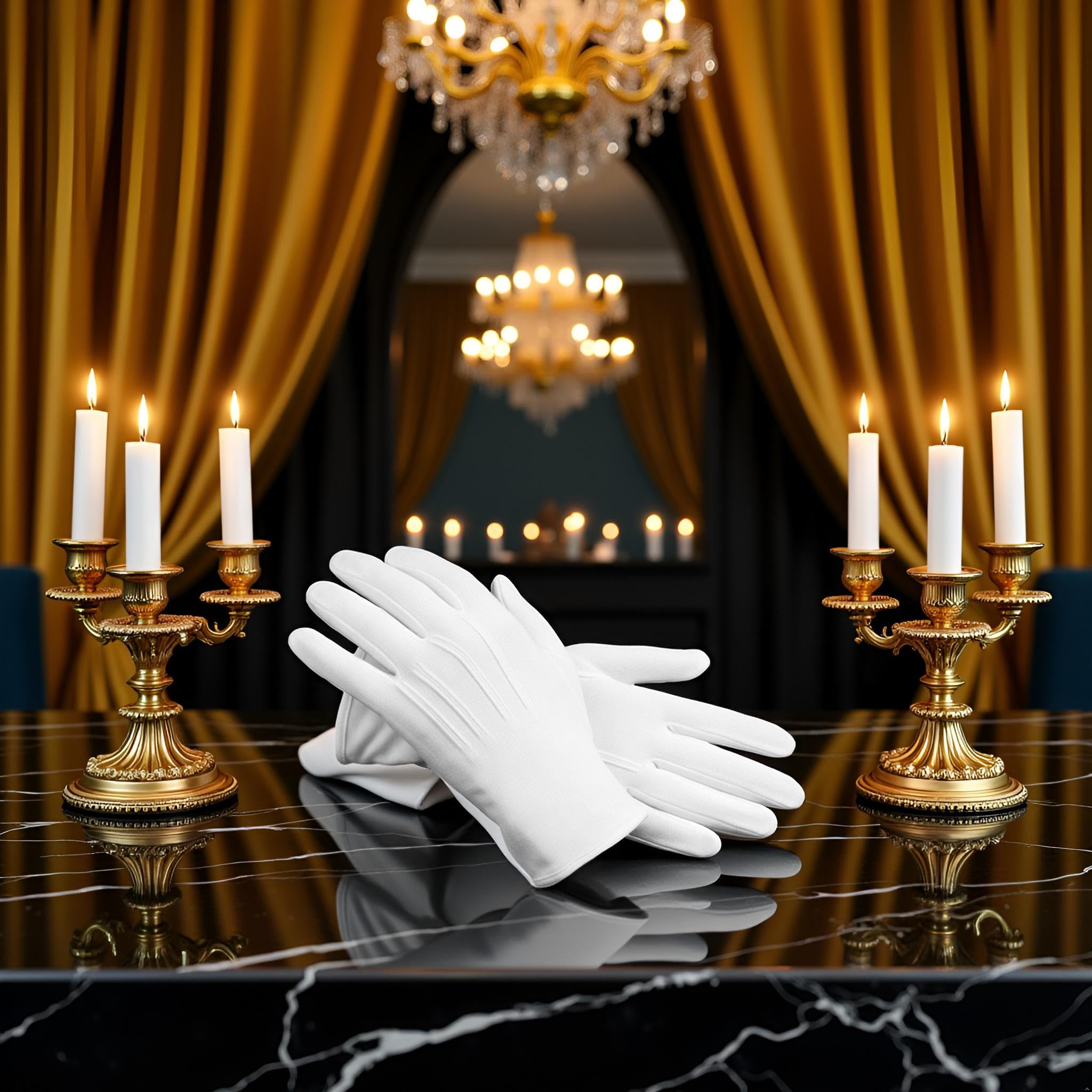 Ssmmam 2 Pcs White Uniform Gloves Formal Tuxedo for Cosplay Party Wedding Jewelry Check Police Server Funeral Honor Guard Parade - Image 3